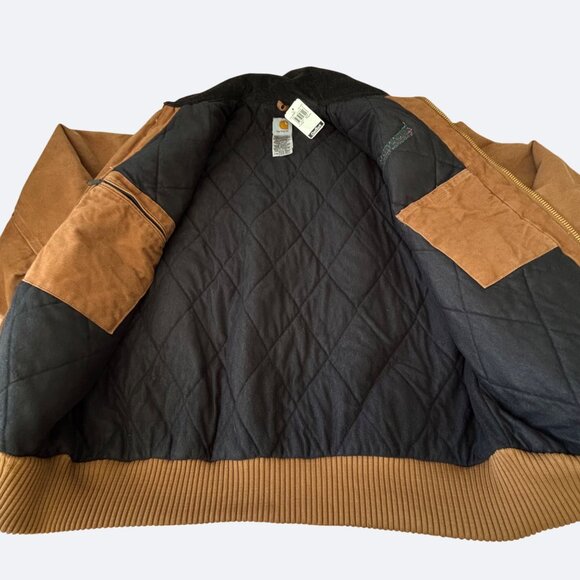 Vtg Carhartt Santa Fe Jacket Mens XL Brown J14 Faded Canvas Quilted 90s - Picture 4 of 16